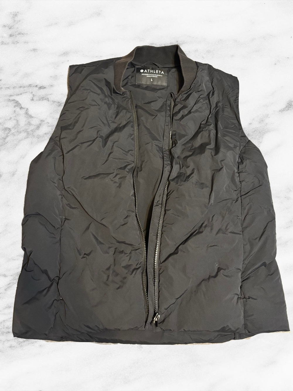 Athleta Black Insulated Quilted Zip Vest